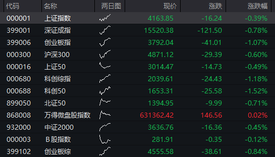A股三大指数低开，创业板跌超1%